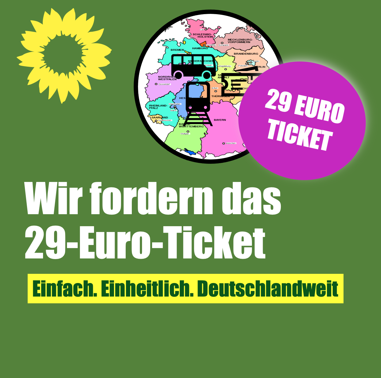Das 29-Euro-Ticket. Einfach. Einheitlich. Deutschlandweit.
